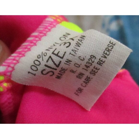 1980's GIRLS 3X Vintage Swimsuit NYLON STRETCH COLORBLOCK 1 Piece swim suit NEW - Picture 2 of 4